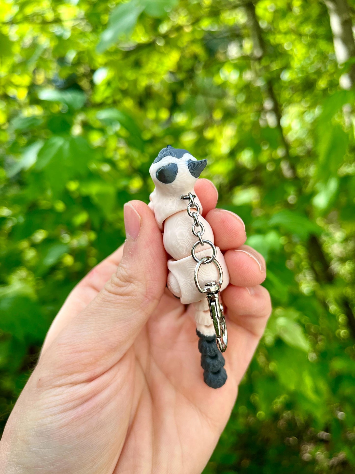 Articulated grey Siamese cat keychain