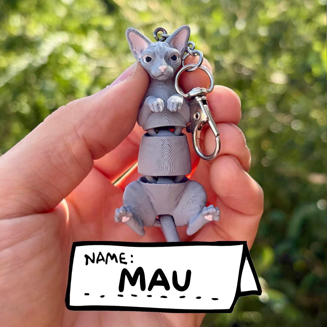 Articulated Sphynx Cat Keychains