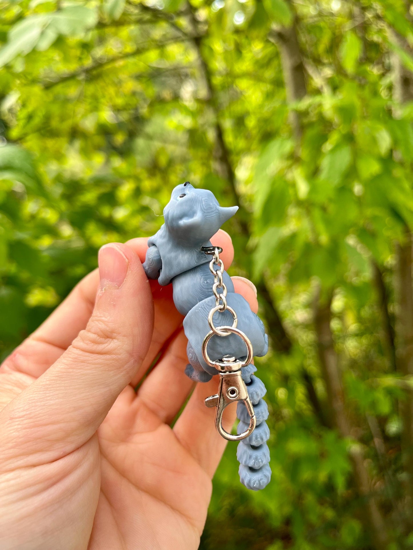 Articulated Russian Blue cat keyring