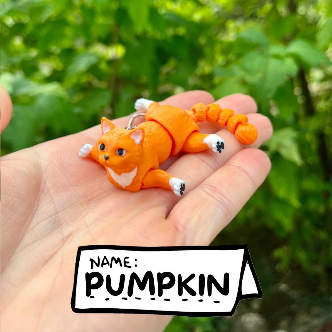 Jointed ginger cat keychains