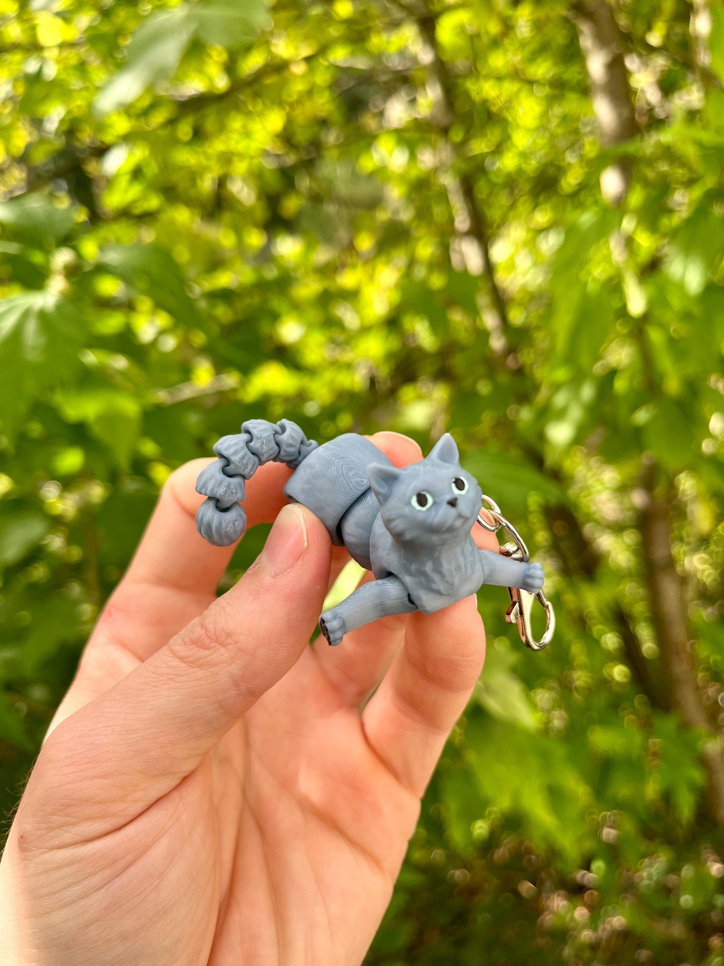 Articulated Russian Blue cat keyring
