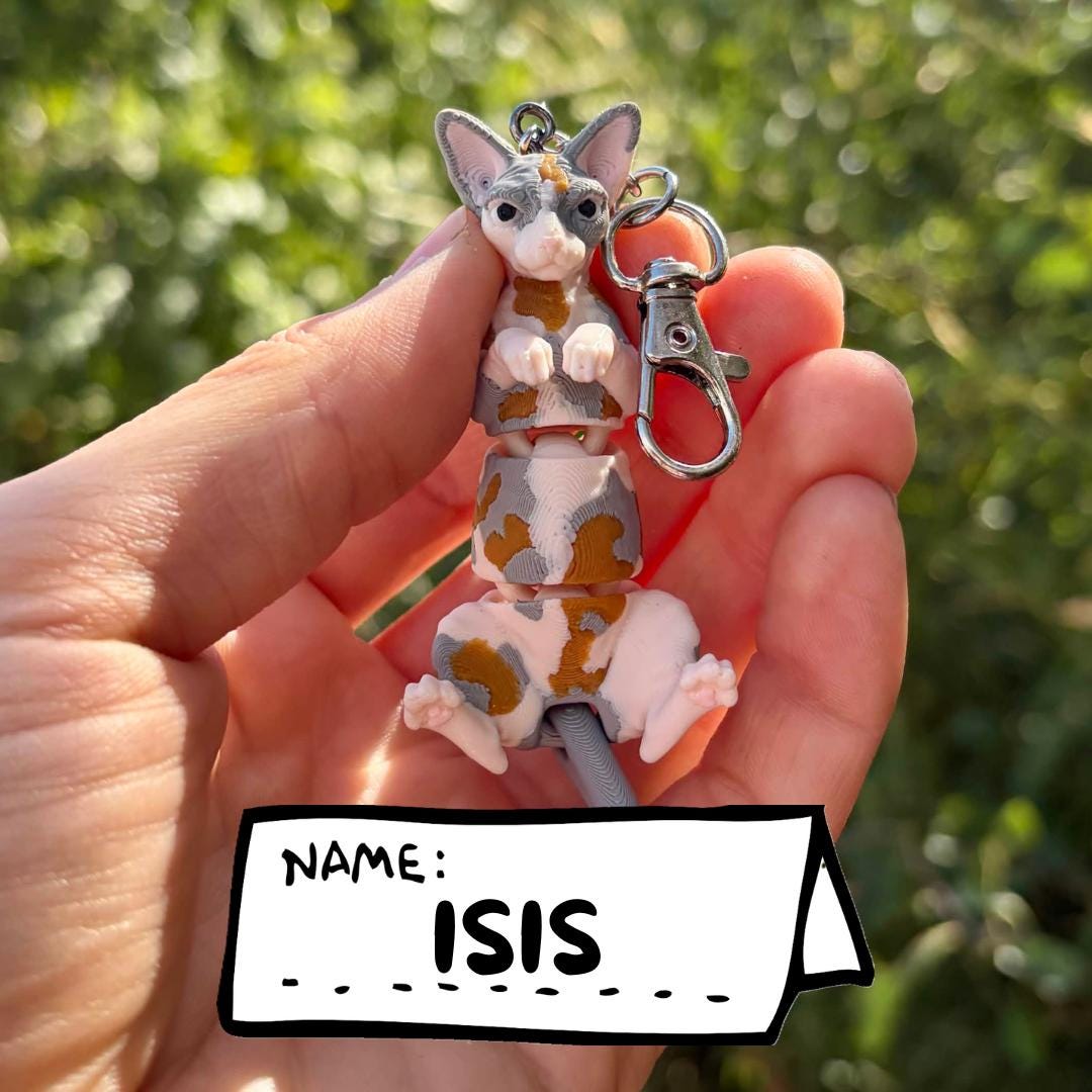 Articulated Sphynx Cat Keychains