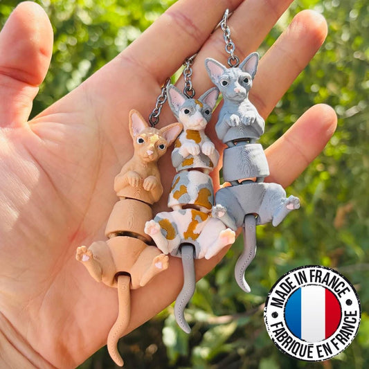 Porte-clés chats sphynx articulés