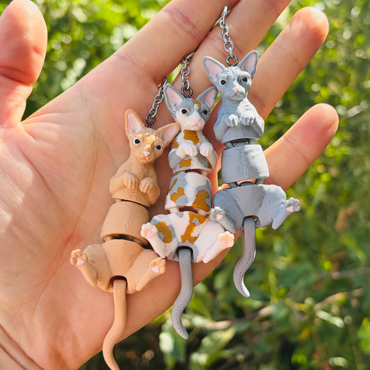 Porte-clés chats sphynx articulés