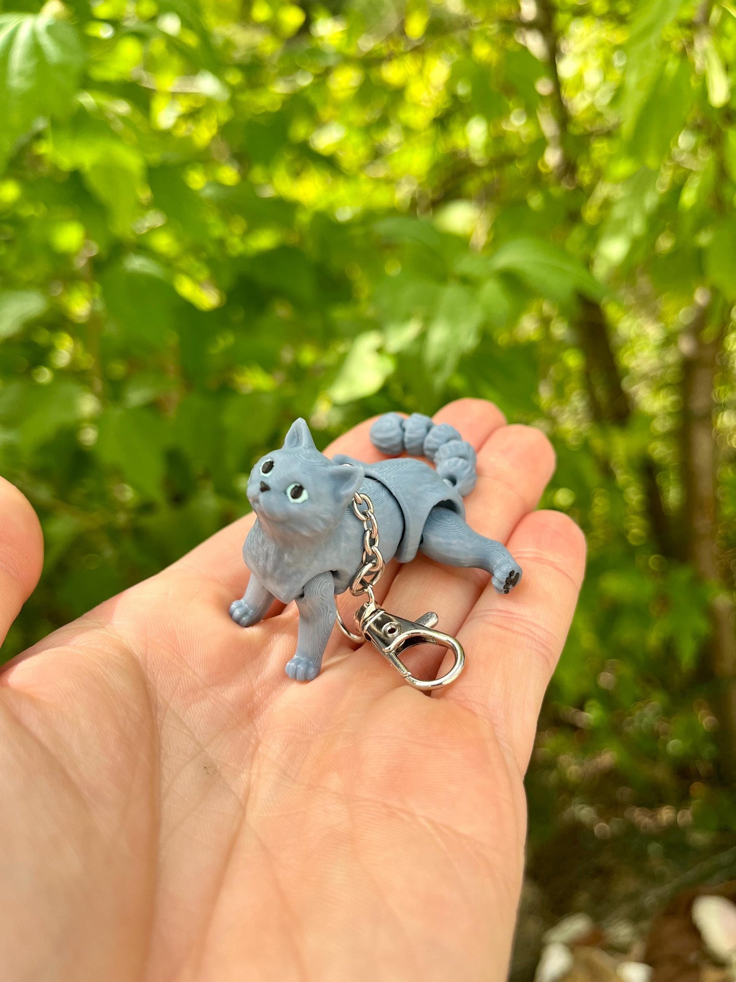 Articulated Russian Blue cat keyring