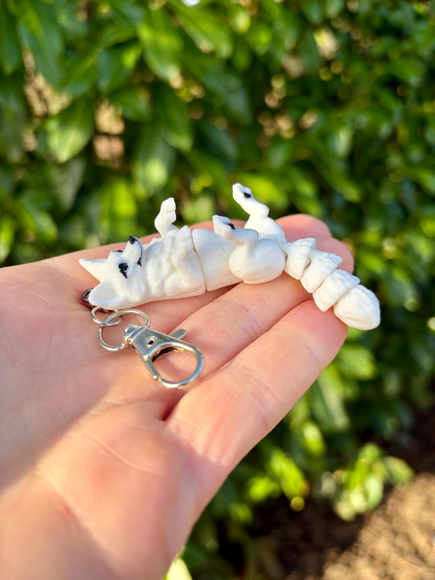 Articulated arctic fox keychain