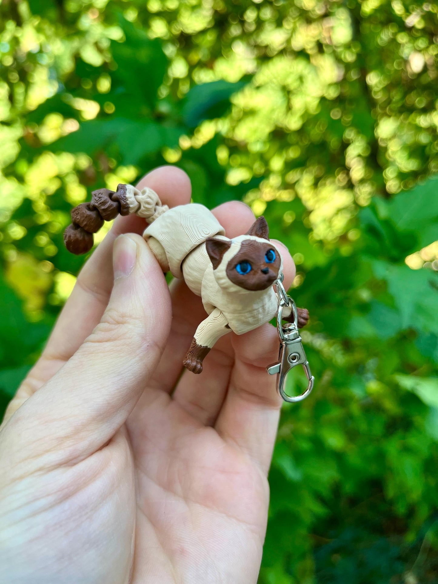 Jointed brown Siamese cat keyring