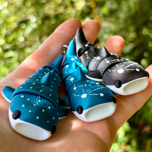 Articulated whale shark keychains