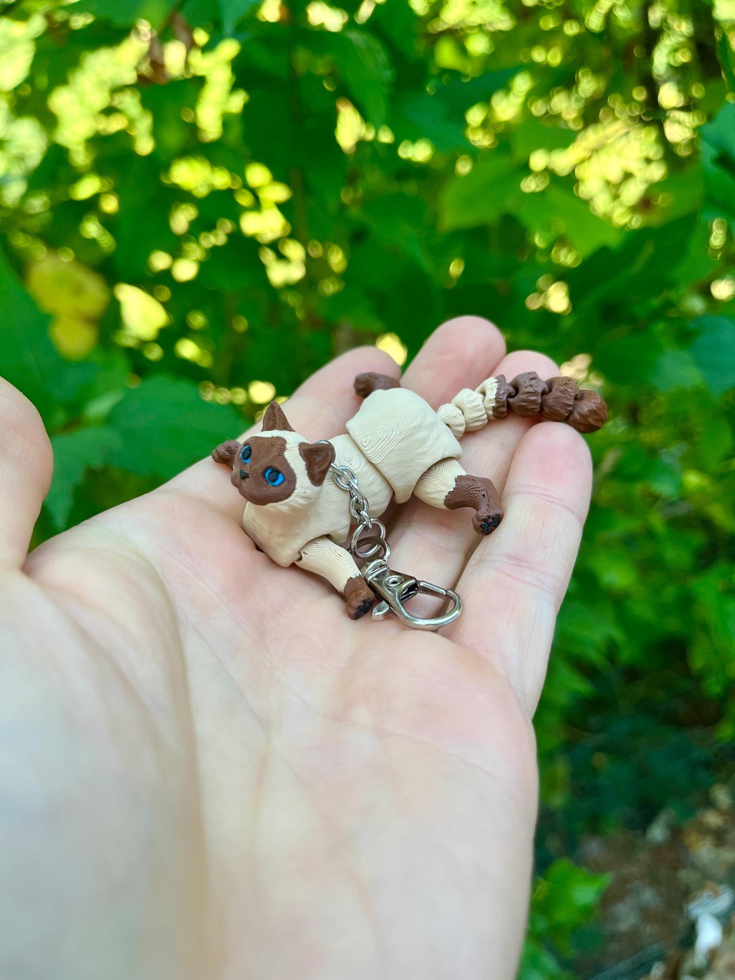 Jointed brown Siamese cat keyring