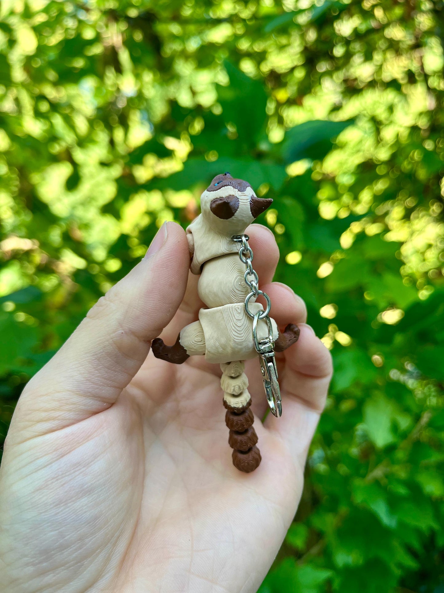 Jointed brown Siamese cat keyring