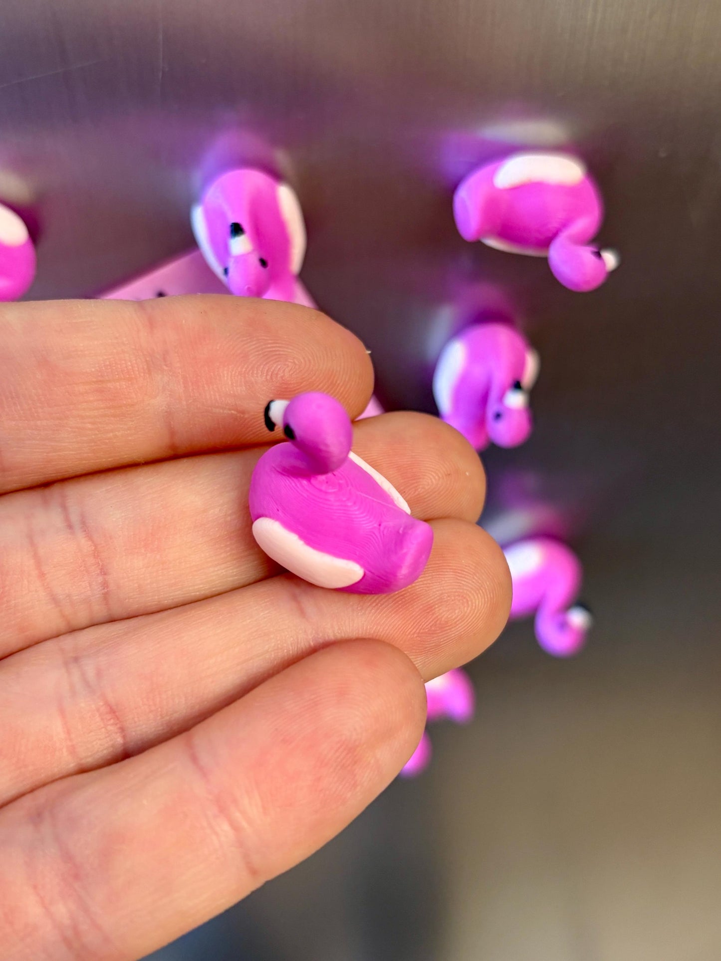 Pink flamingo fridge magnets