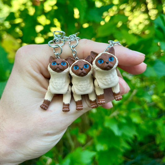 Jointed brown Siamese cat keyring