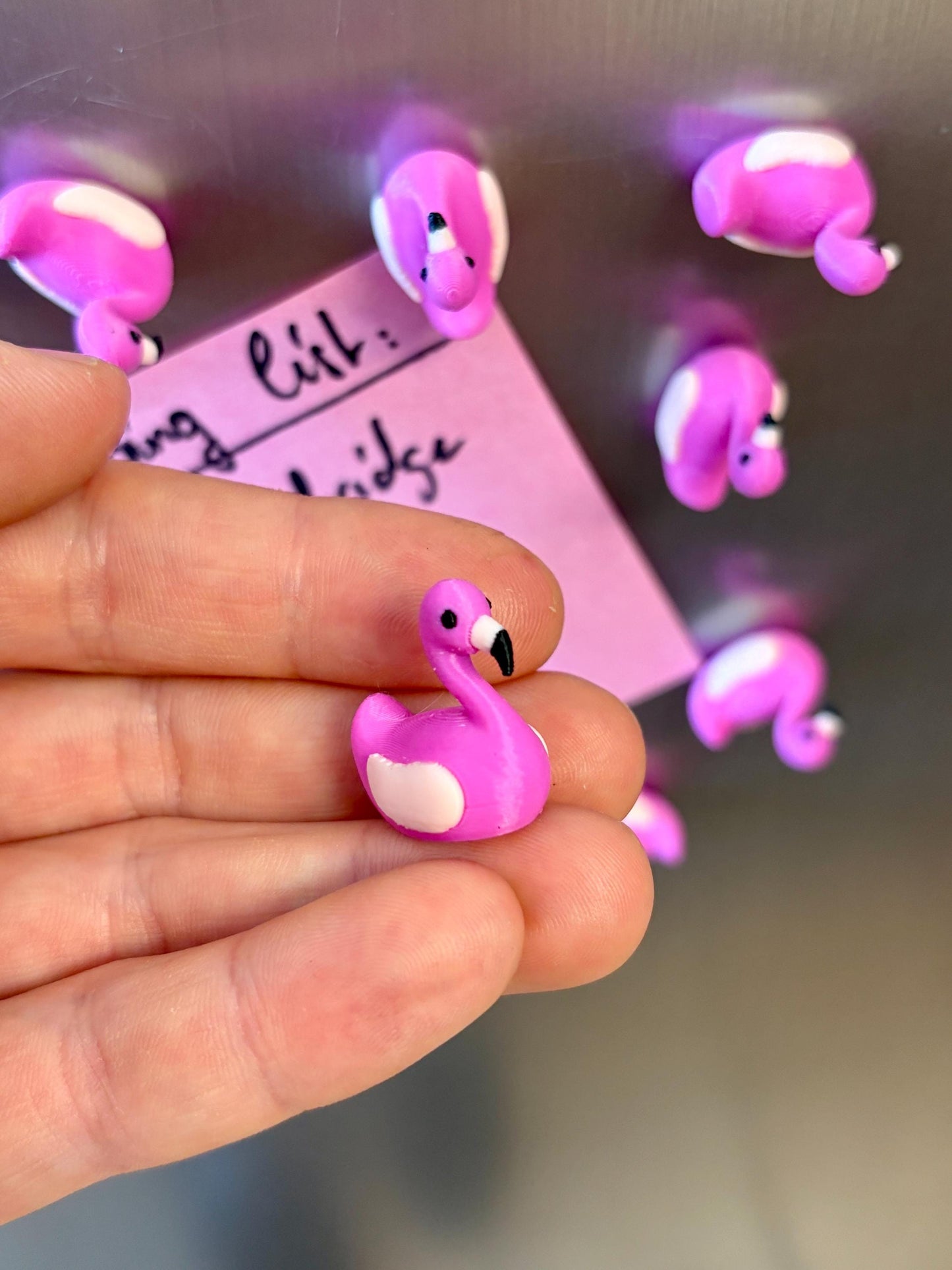 Pink flamingo fridge magnets