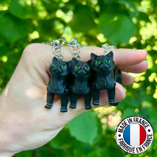 Porte-clés chat noir articulé