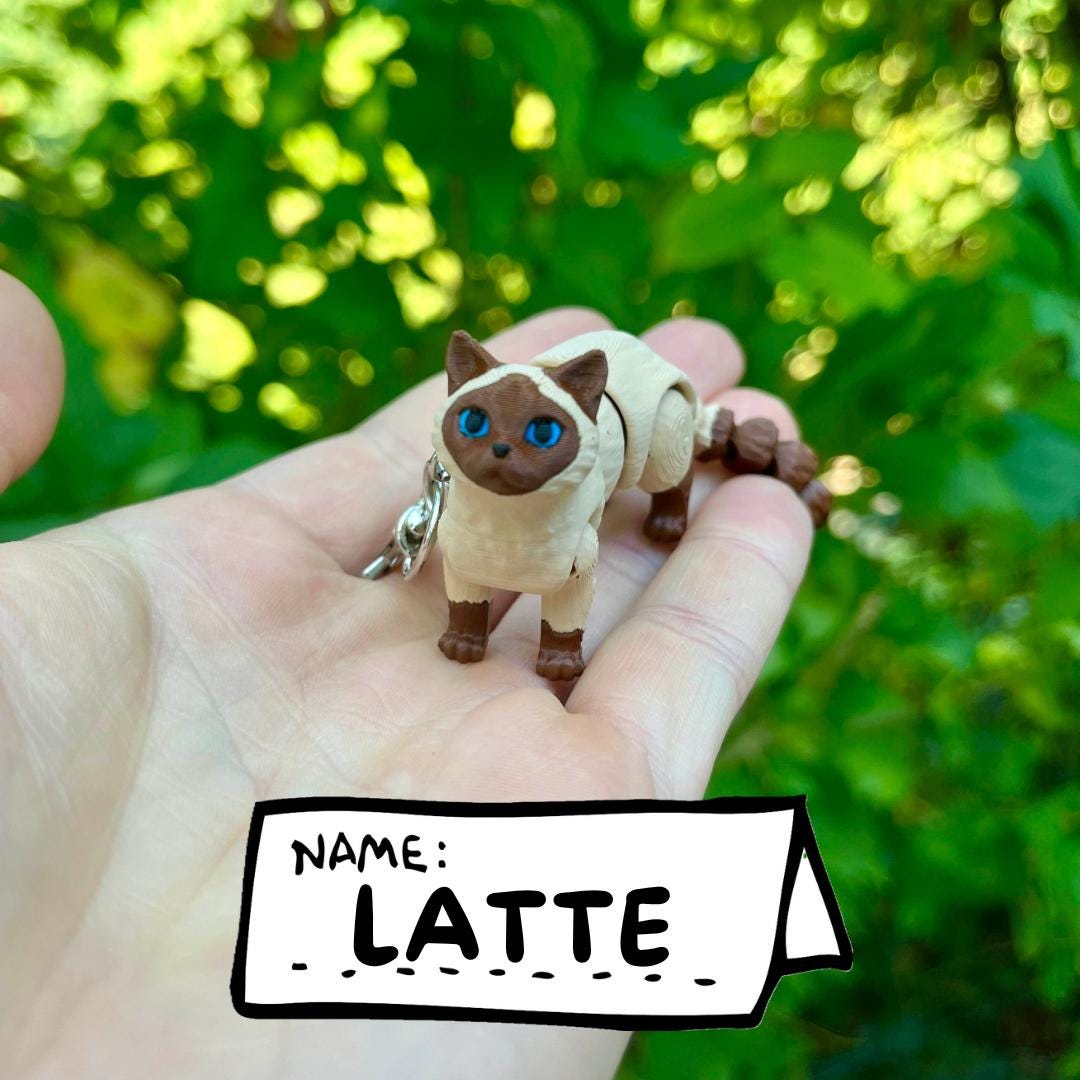 Jointed brown Siamese cat keyring