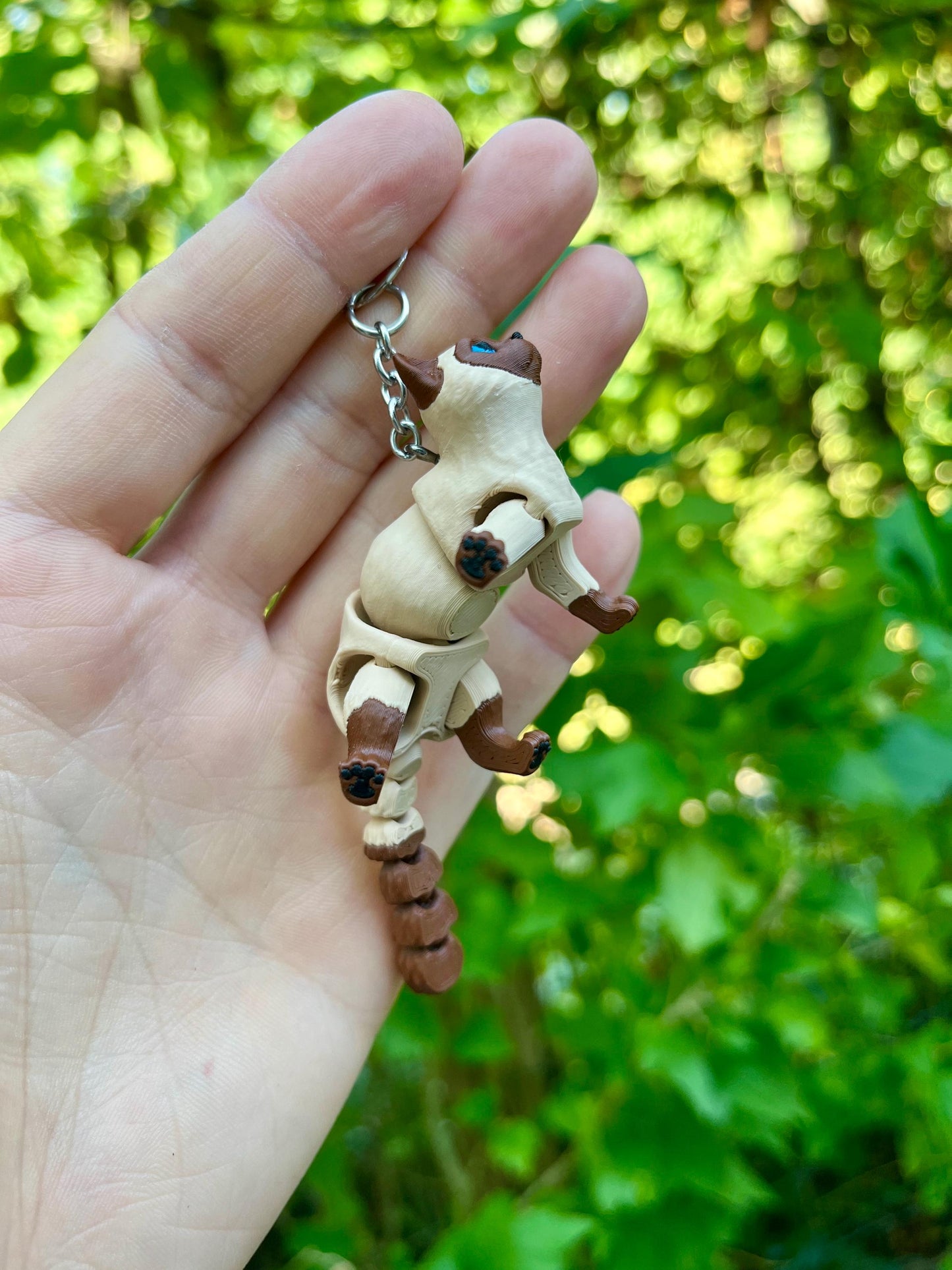 Jointed brown Siamese cat keyring